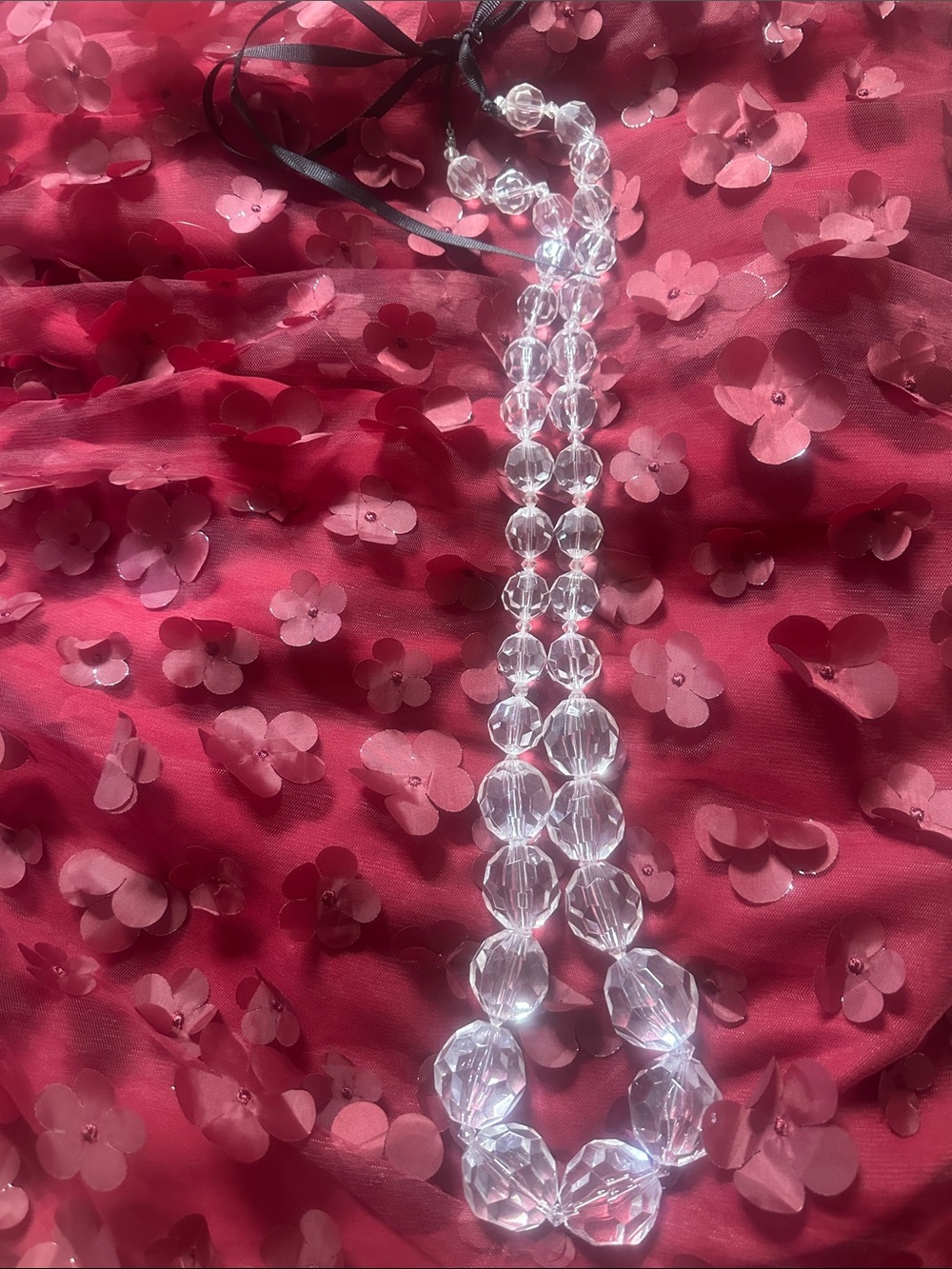 Crystal Bead Pendant Necklace - Clear Beads for Women Jewelry